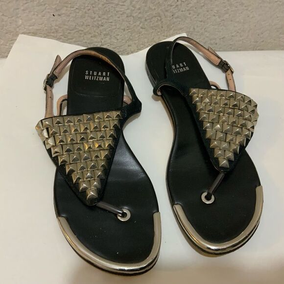 Stuart Weitzman  black flat sandals size 8 - Picture 3 of 10